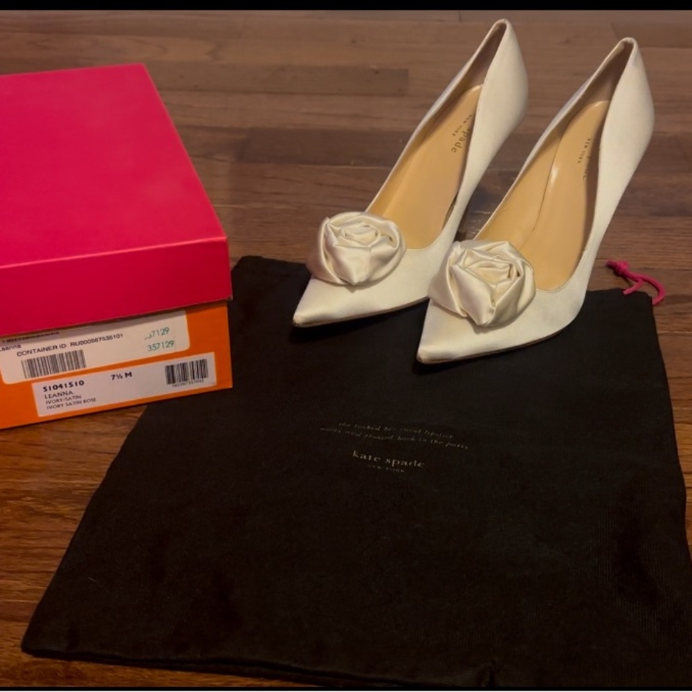 Kate Spade White Heels with Floral Accent